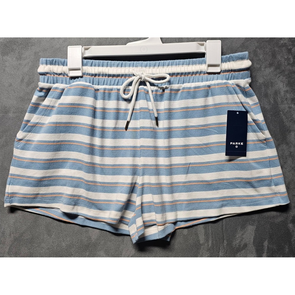 Parke x Target Womens Striped Knit Lounge Shorts Blue Orange PCD007BM Size M NEW